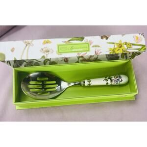 Portmeirion Botanic Garden Stainless Steel Slotted Spoon Porc Handle 10” NIB